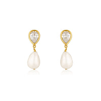 Eros Pear & Pearl Earrings - Gold