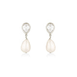 Eros Pear & Pearl Earrings - Silver