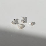 Eros Pear & Pearl Earrings - Silver