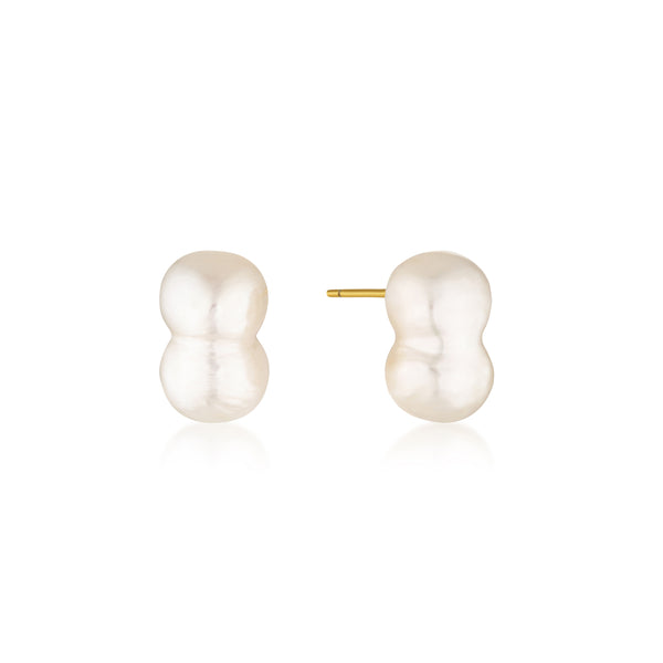 Oro Irregular Pearl Studs - Gold