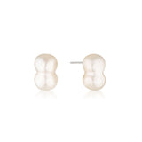 Oro Irregular Pearl Studs - Silver