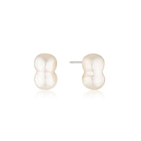 Oro Irregular Pearl Studs - Silver