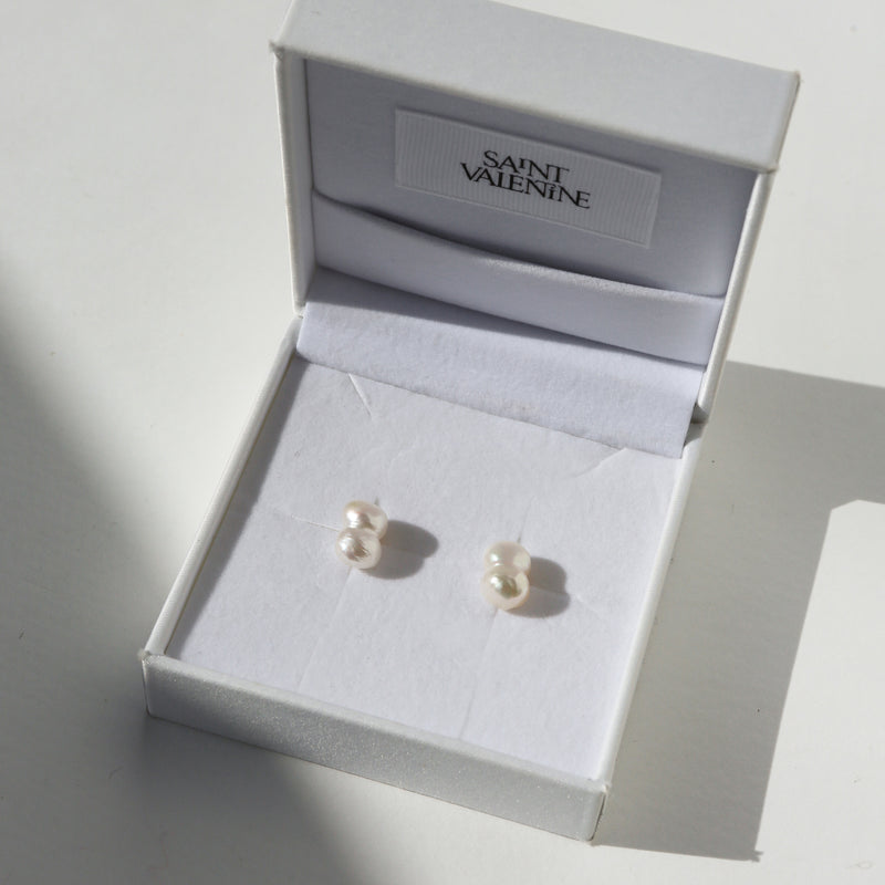 Oro Irregular Pearl Studs - Silver