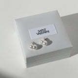 Oro Irregular Pearl Studs - Silver