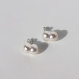 Oro Irregular Pearl Studs - Silver