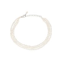 Sandrine Three Strand Pearl Bracelet - Silver