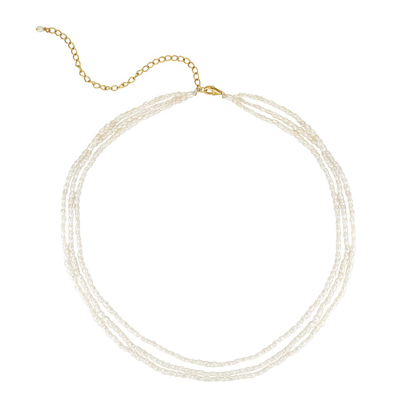 Sandrine Three Strand Pearl Necklace - Gold