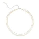 Sandrine Three Strand Pearl Necklace - Silver