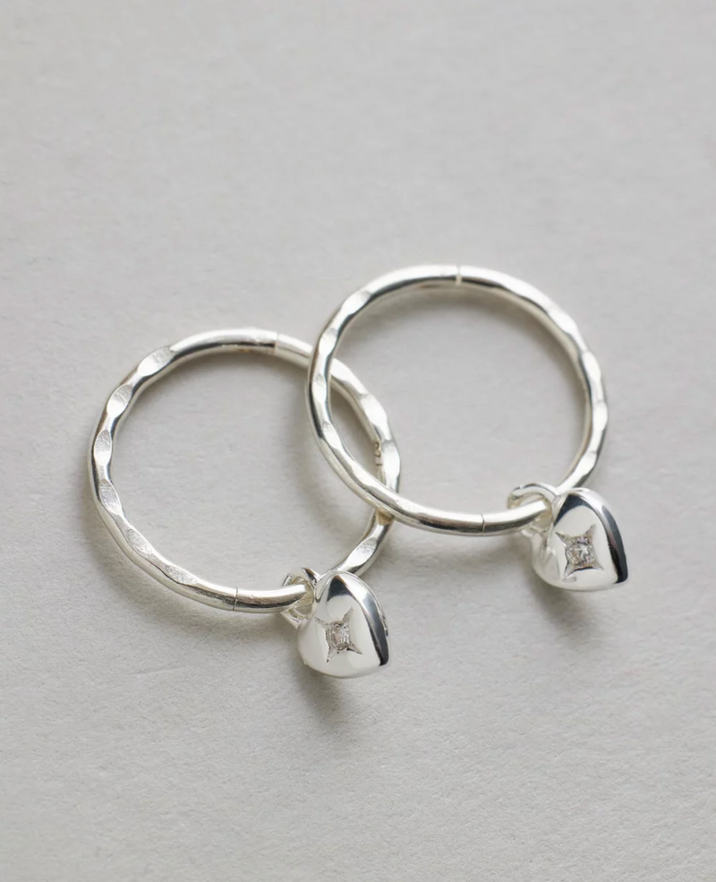 Mini Heart Hoops - Silver