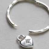 Mini Heart Hoops - Silver